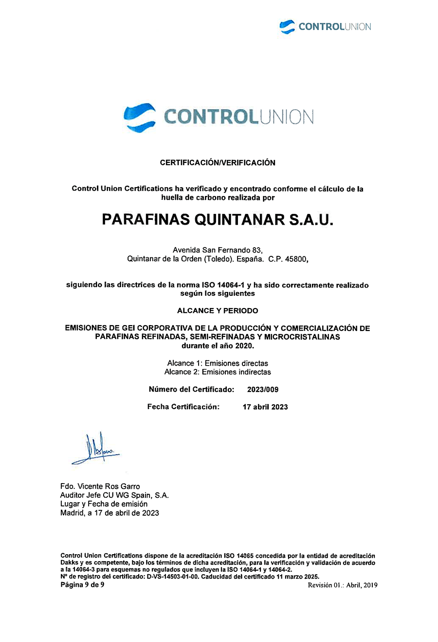 ControlUnion ISO 14064-1 